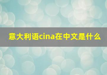 意大利语cina在中文是什么