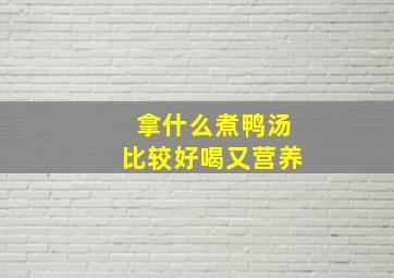 拿什么煮鸭汤比较好喝又营养