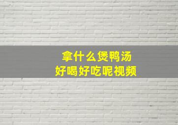 拿什么煲鸭汤好喝好吃呢视频