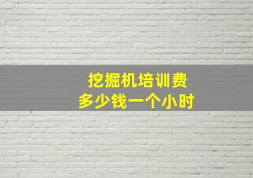 挖掘机培训费多少钱一个小时