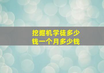 挖掘机学徒多少钱一个月多少钱