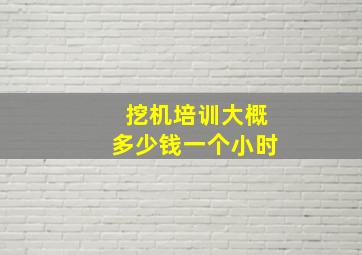 挖机培训大概多少钱一个小时