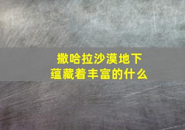 撒哈拉沙漠地下蕴藏着丰富的什么