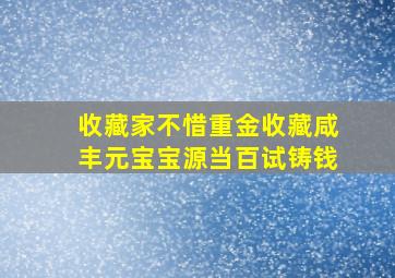 收藏家不惜重金收藏咸丰元宝宝源当百试铸钱