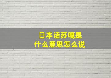 日本话苏嘎是什么意思怎么说