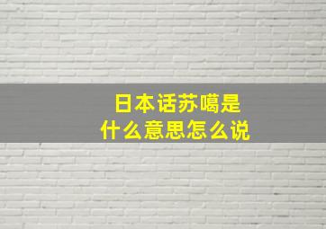 日本话苏噶是什么意思怎么说