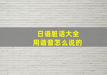 日语脏话大全用谐音怎么说的