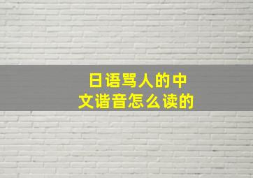 日语骂人的中文谐音怎么读的