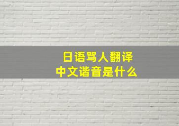 日语骂人翻译中文谐音是什么