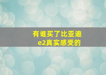 有谁买了比亚迪e2真实感受的