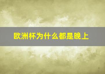 欧洲杯为什么都是晚上