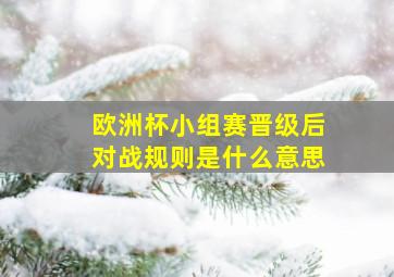 欧洲杯小组赛晋级后对战规则是什么意思