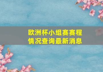 欧洲杯小组赛赛程情况查询最新消息