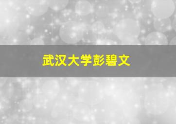 武汉大学彭碧文