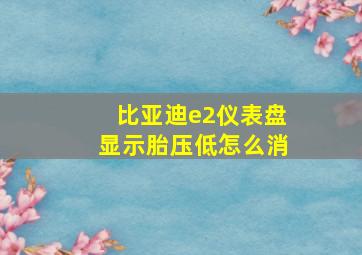 比亚迪e2仪表盘显示胎压低怎么消