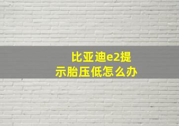 比亚迪e2提示胎压低怎么办