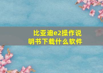 比亚迪e2操作说明书下载什么软件