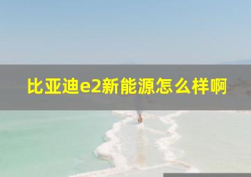 比亚迪e2新能源怎么样啊