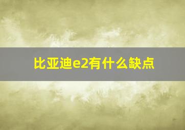 比亚迪e2有什么缺点