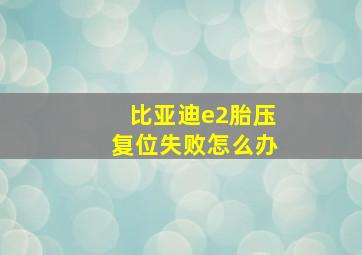 比亚迪e2胎压复位失败怎么办