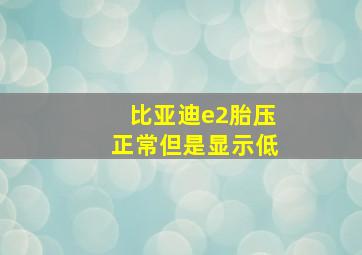 比亚迪e2胎压正常但是显示低