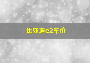 比亚迪e2车价