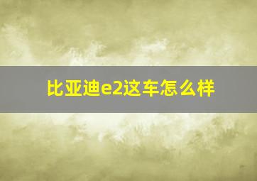 比亚迪e2这车怎么样