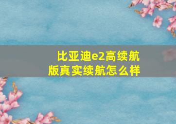 比亚迪e2高续航版真实续航怎么样