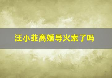 汪小菲离婚导火索了吗