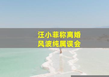 汪小菲称离婚风波纯属误会