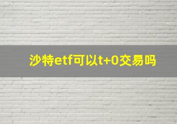 沙特etf可以t+0交易吗