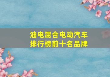 油电混合电动汽车排行榜前十名品牌