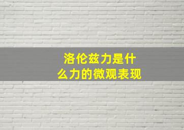 洛伦兹力是什么力的微观表现