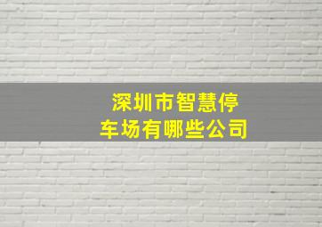 深圳市智慧停车场有哪些公司