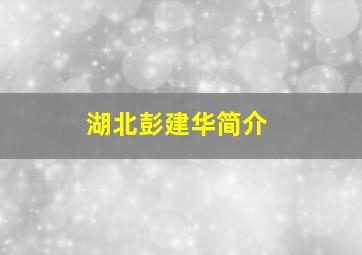 湖北彭建华简介