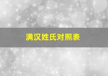 满汉姓氏对照表