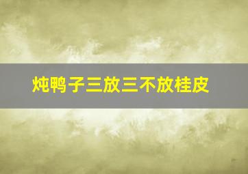 炖鸭子三放三不放桂皮