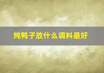 炖鸭子放什么调料最好