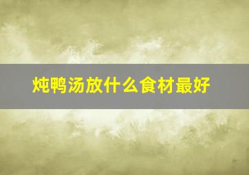 炖鸭汤放什么食材最好