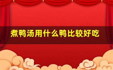 煮鸭汤用什么鸭比较好吃