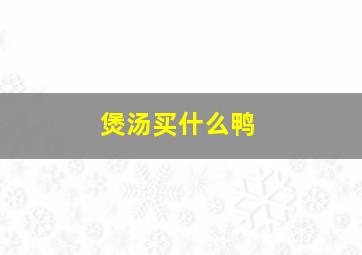 煲汤买什么鸭