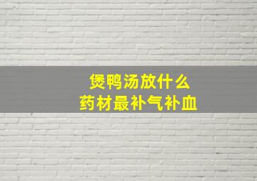 煲鸭汤放什么药材最补气补血