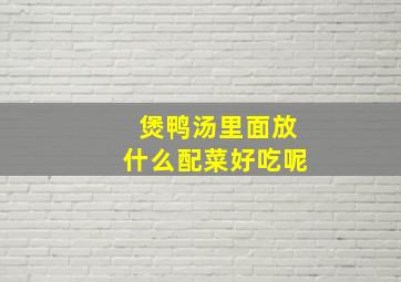 煲鸭汤里面放什么配菜好吃呢