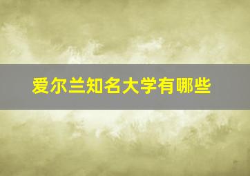 爱尔兰知名大学有哪些