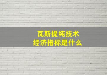 瓦斯提纯技术经济指标是什么