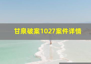 甘泉破案1027案件详情