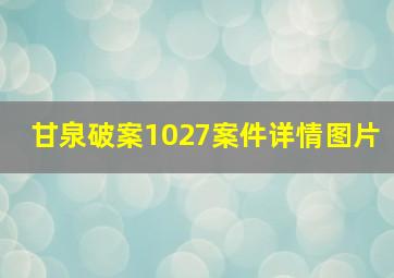 甘泉破案1027案件详情图片