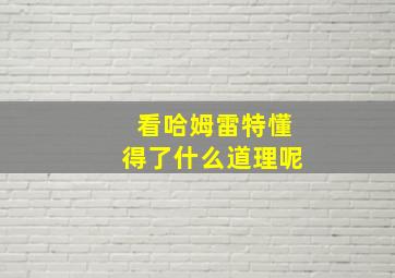 看哈姆雷特懂得了什么道理呢