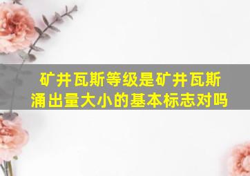 矿井瓦斯等级是矿井瓦斯涌出量大小的基本标志对吗