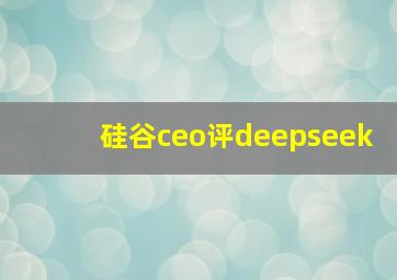 硅谷ceo评deepseek